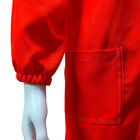 청정실 빨간색 5mm 격자 ESD 안티 정적 안전 코트 98% 폴리에스터 2% 탄소 섬유