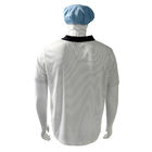 ESD 티셔츠 흰색 7MM 스트라이프 99% 폴리에스터 + 1% 전도성 실크 넥티닝 반 정적 폴로 티셔츠