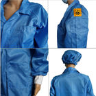 남녀 공용 파란색 2.5 밀리미터 그리드 ESD 실험실 가운 겉옷 방진의 똑같은 컬러 캡으로