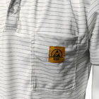 ESD 티셔츠 흰색 7MM 스트라이프 99% 폴리에스터 + 1% 전도성 실크 넥티닝 반 정적 폴로 티셔츠