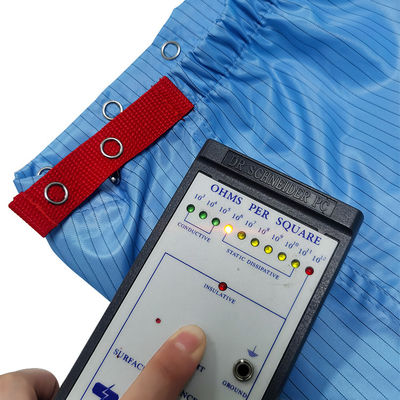 청정실 블루 반 정적 작업 부트 5MM 스트라이프 ESD 직물 긴 부트