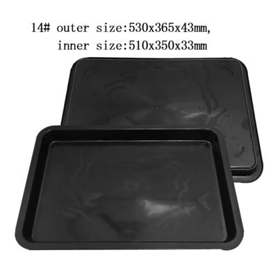 530x365x43mm ESD 반 정적 제곱 트레이 검은 플라스틱 직사각형 浅 ESD 트레이 ESD 전자 원 회전판