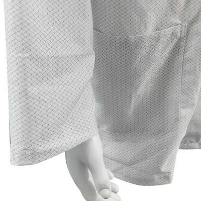 XS-10XL 청정실 흰색 ESD 코트 96% 폴리에스터 + 4% 탄소 세척 가능한 반 정적 스맥