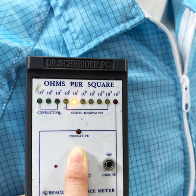 블루 안티 스타틱 랩 코트 그리드 98% 폴리에스터 2% 탄소 섬유 직물 재킷