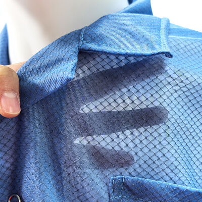 ESD 정전기 방지 96% 폴리에스터 + 4% 탄소 섬유 다이아몬드 격자 실험복