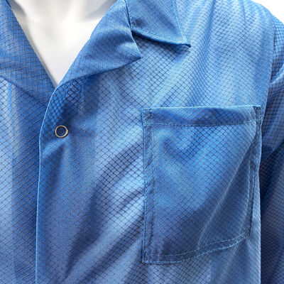 ESD 정전기 방지 96% 폴리에스터 + 4% 탄소 섬유 다이아몬드 격자 실험복